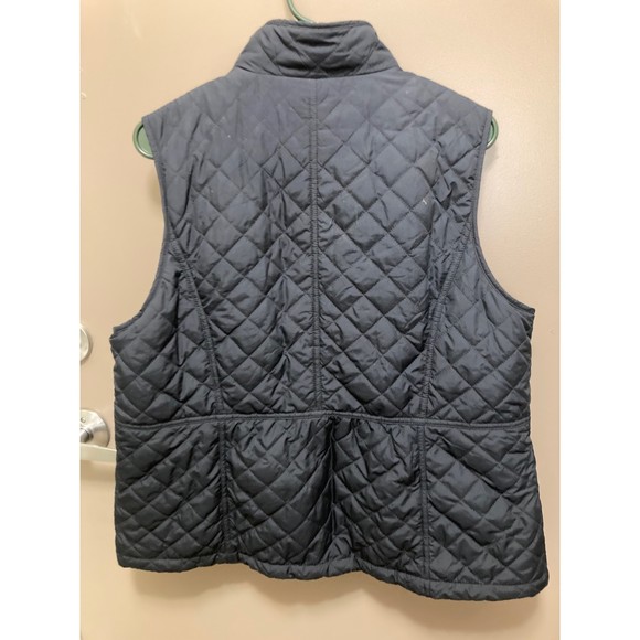 Talbots Woman 1X Navy Blue Quilted Button Snap over Zipper Puffer Vest - Picture 2 of 3
